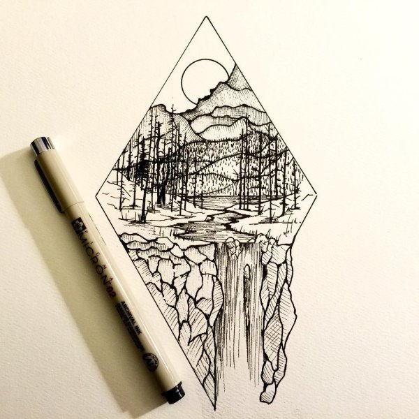 Скетчи черной ручкой