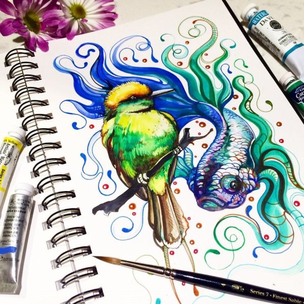 Простые рисунки цветными ручками