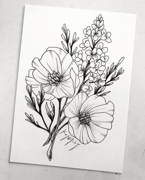 Цветы гелевой ручкой