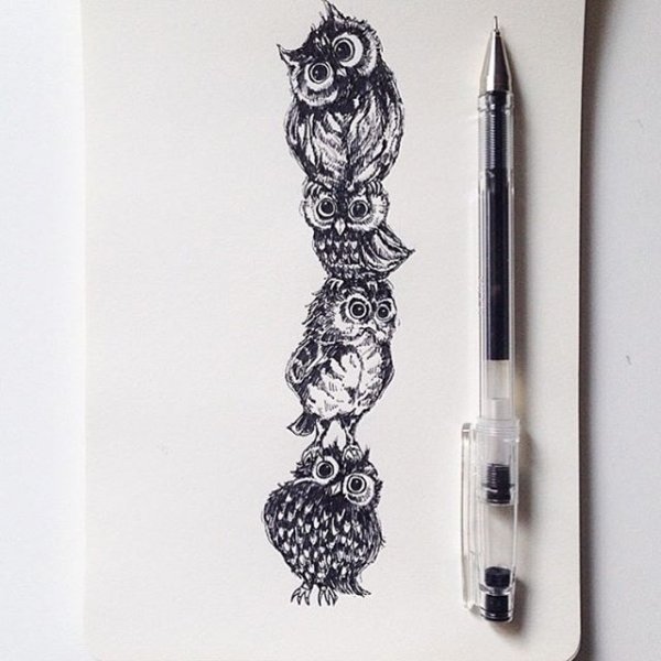 Рисование черной гелевой ручкой