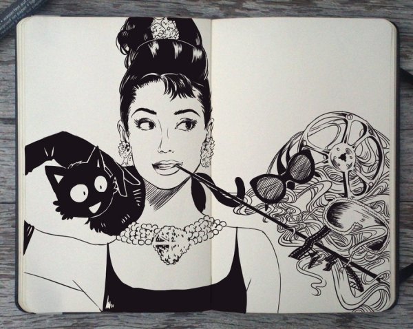 Рисунки чёрной ручкой