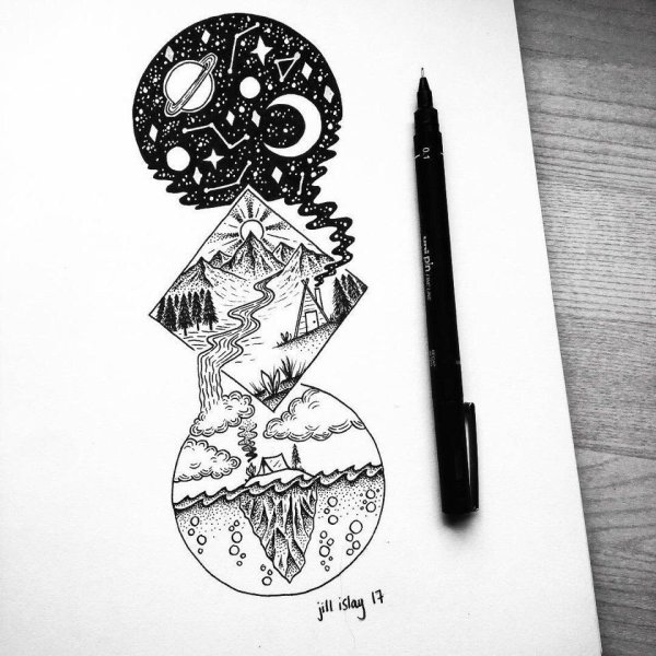 Рисунки для срисовки в скетчбук