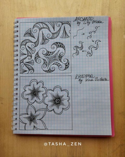 Красивые узоры ручкой в тетради