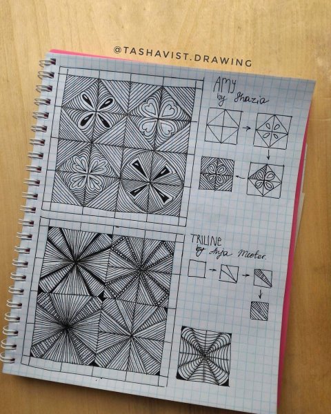 Узоры на полях тетради ручкой