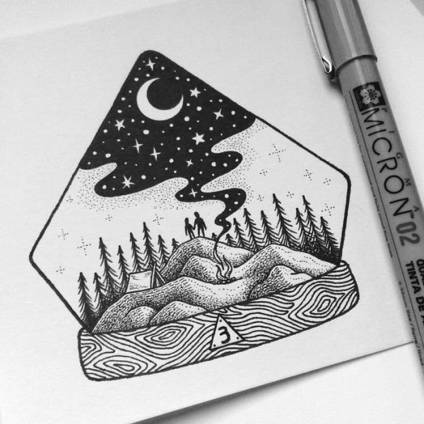 Чёрные рисунки для скетчбука