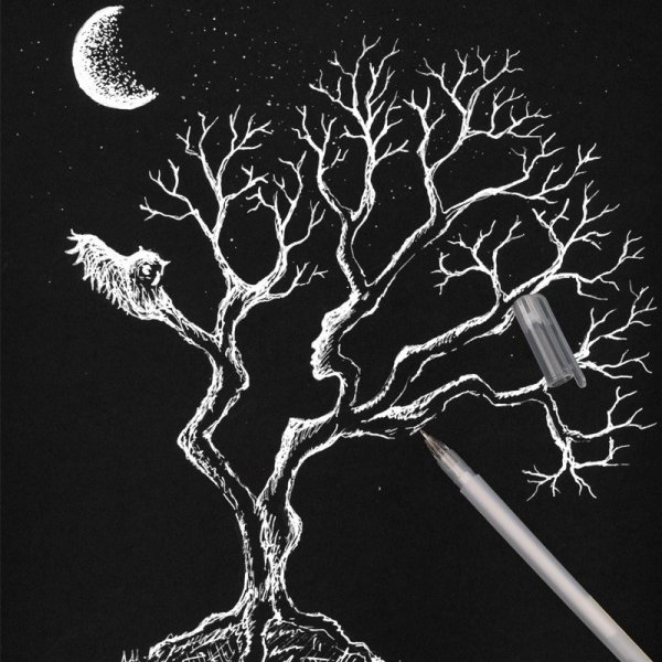 Рисунки на черной бумаге