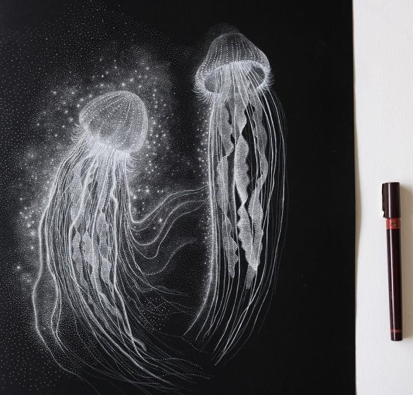 Рисунки на чёрном фоне лёгкие