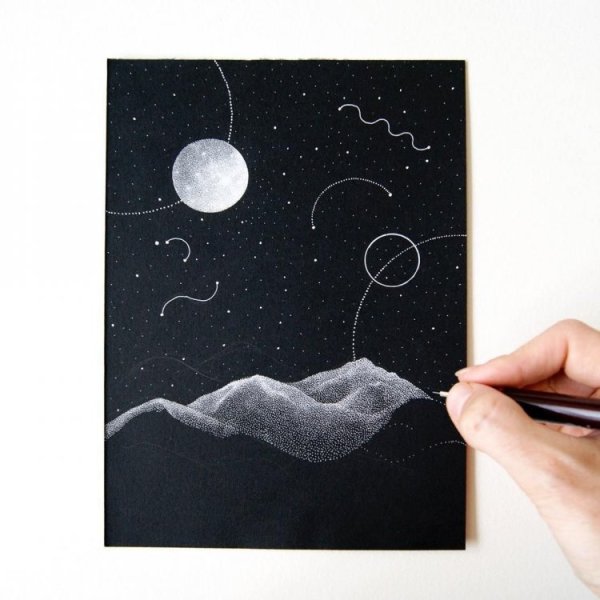 Рисунки на черной бумаге