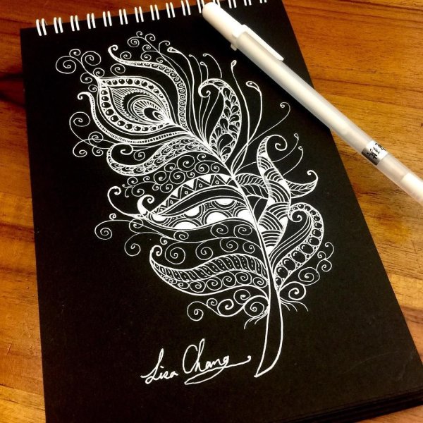 Рисунки пастелью на черной бумаге