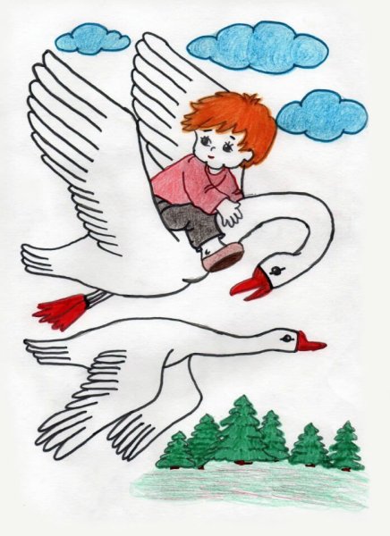 Раскраска "гуси-лебеди"