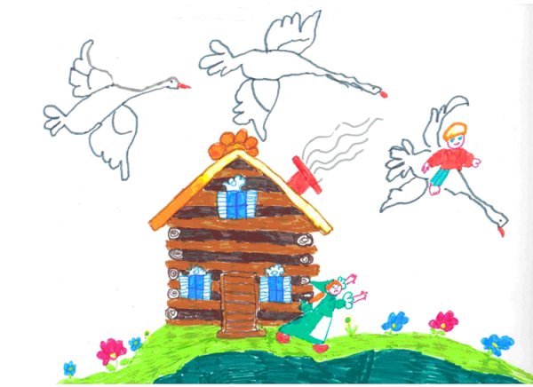 Сказка-раскраска. Гуси-лебеди