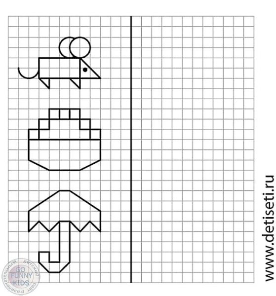 Рисование по клеточкам для детей