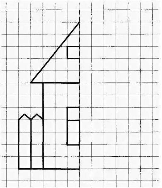 Дорисуй по клеточкам вторую половинку