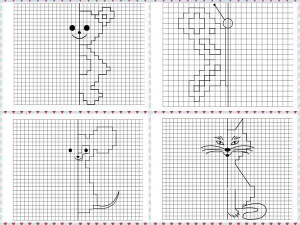 Дорисовать рисунок по клеточкам