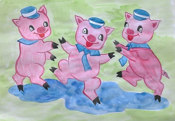 Три поросенка рисование