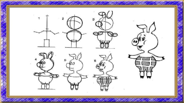 Три поросенка рисунок карандашом