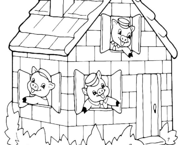 Домики поросят раскраска