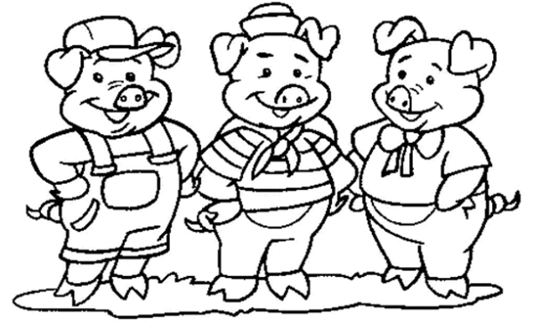 Три поросенка раскраска