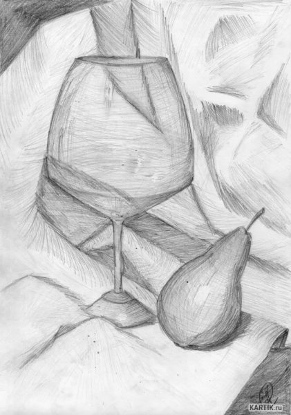 Натюрморт с фруктами карандашом