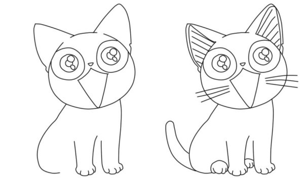 Котик рисунок карандашом для срисовки легкие