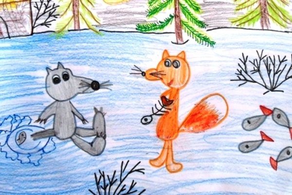 Лисичка сестричка и серый волк рисунок