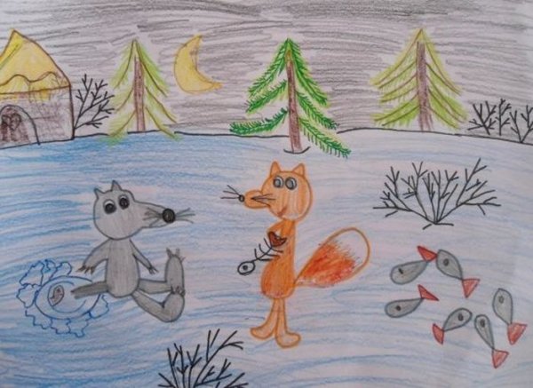 Рисунок к сказке Лисичка сестричка и волк