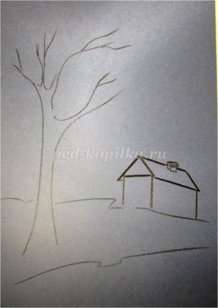 Поздняя осень рисунок детский