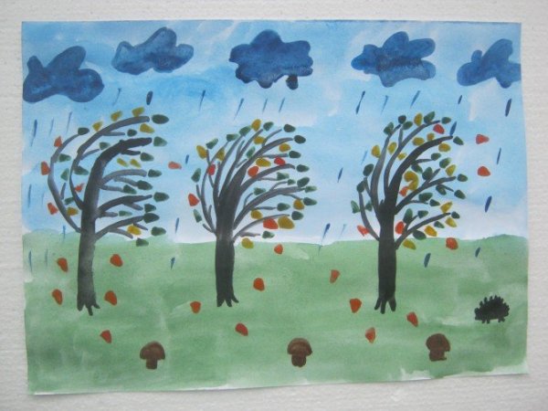 Наброски осеннего леса карандашом для детей