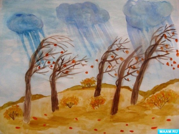 Рисунок поздней осени карандашом для начинающих