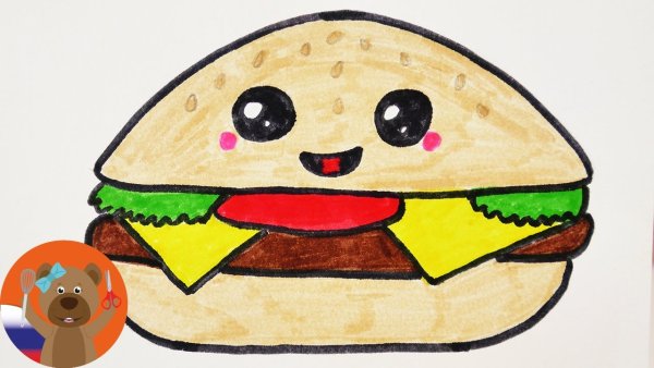 Лёгкие рисунки еды с глазками