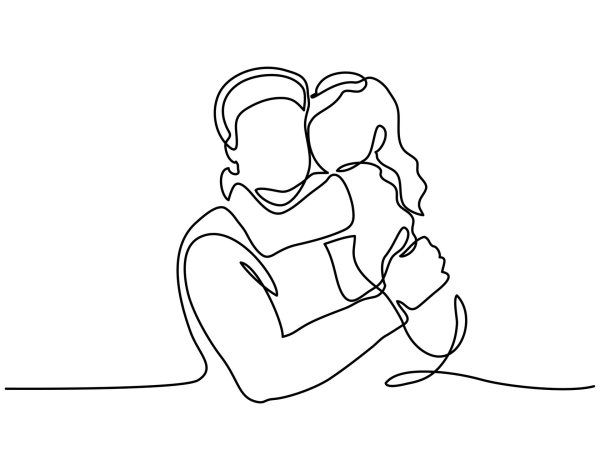 Отец и ребенок рисунок одной линией
