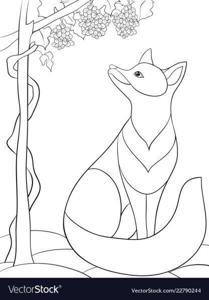 Лисица и виноград раскраска