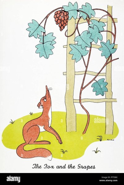 Иллюстрация к басне Крылова лисица и виноград