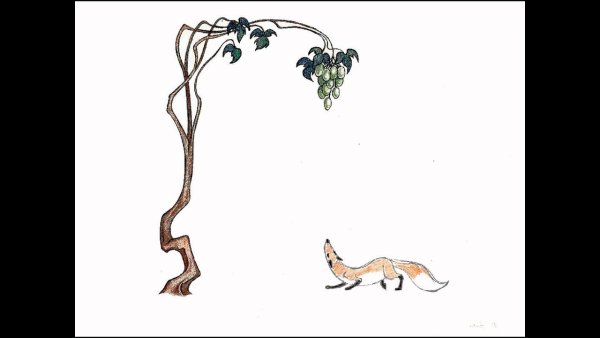 Басни Крылова лисица и виноград раскраска