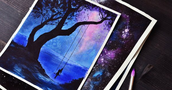 Рисование на черном холсте