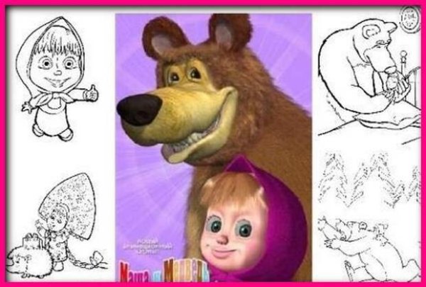 Медведь мультяшный карандашом