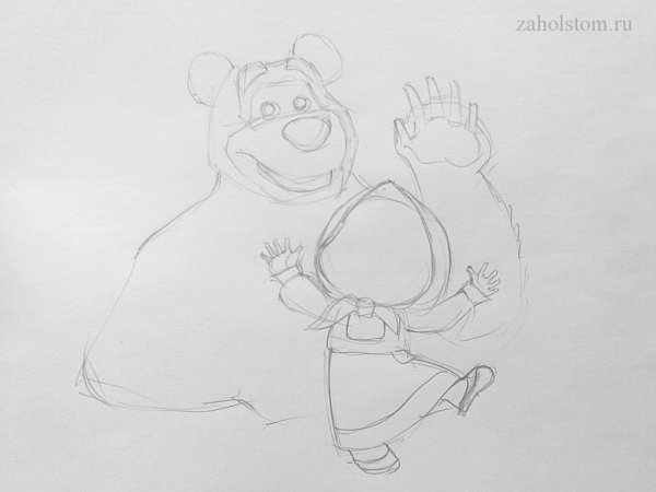 Маша и медведь для срисовки