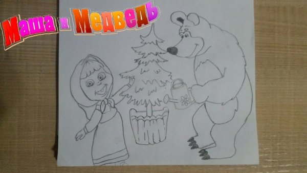 Рисунки Маши и медведя для рисования карандашом