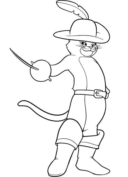 Кот в сапогах раскраска