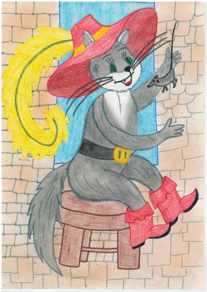 Кот в сапогах карандашом легко