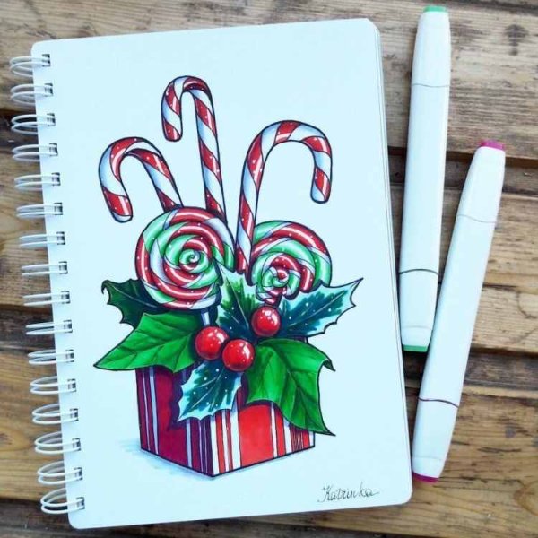 Идеи для рисования новогодних открыток