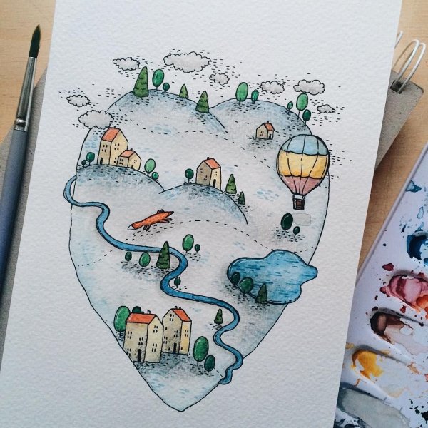 Новогодние рисуночки для скетчбука