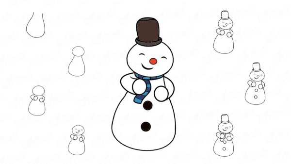Снеговик для срисовки