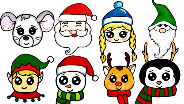 Поэтапное рисование Деда Мороза