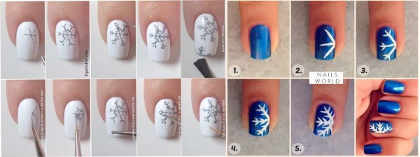 Новогодние ногти легкие