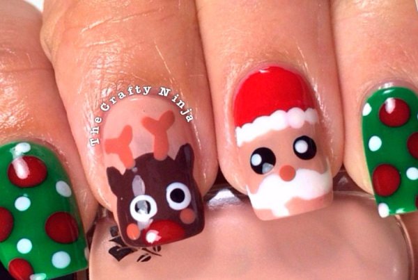 Пошаговые новогодние ногти