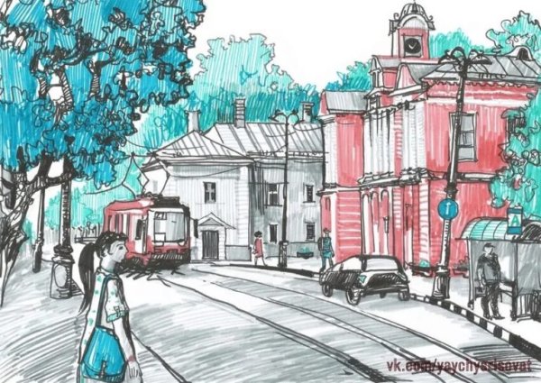 Городской пейзаж рисунок