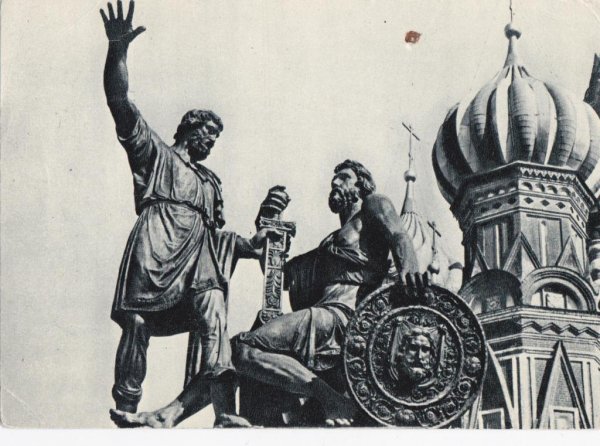 Минин Пожарский памятник в Москве гравюра