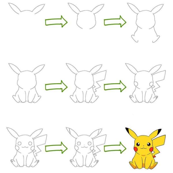 Рисунки для срисовки Пикачу