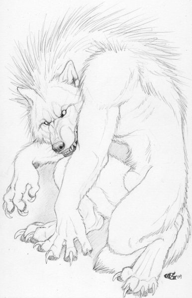 Оборотень набросок карандашом